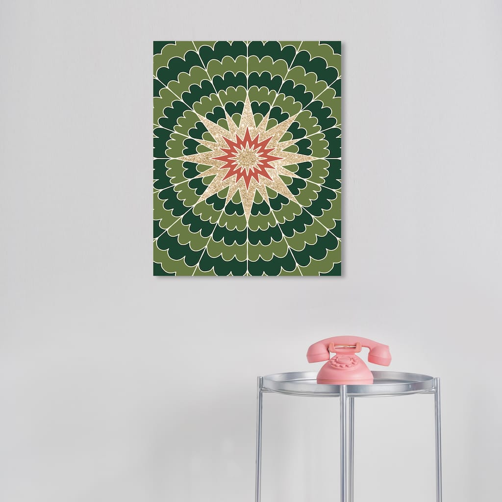 Wynwood Studio Canvas Holiday and Seasonal Burst into Christmas Green Glam Wall Art Canvas Print