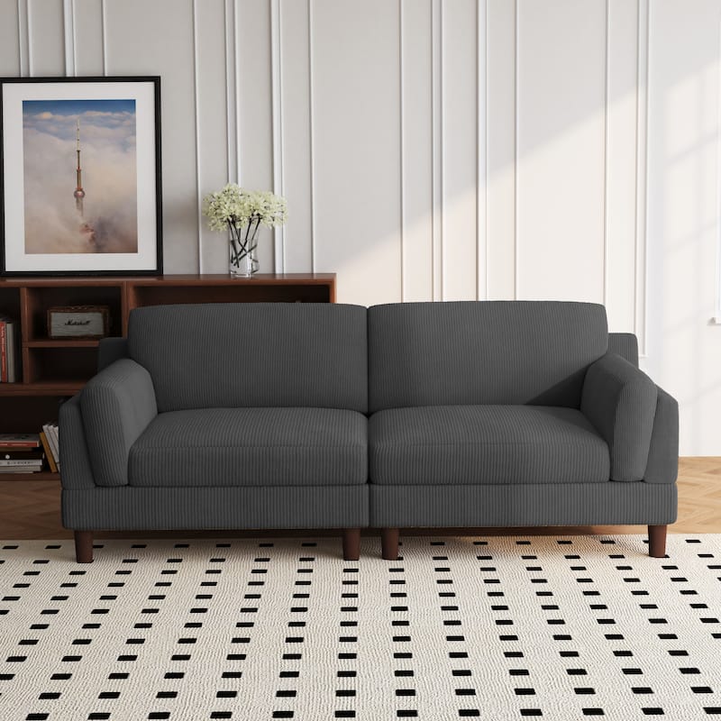 90" Oversized Corduroy Living Room Sofa With Reversible Cushions