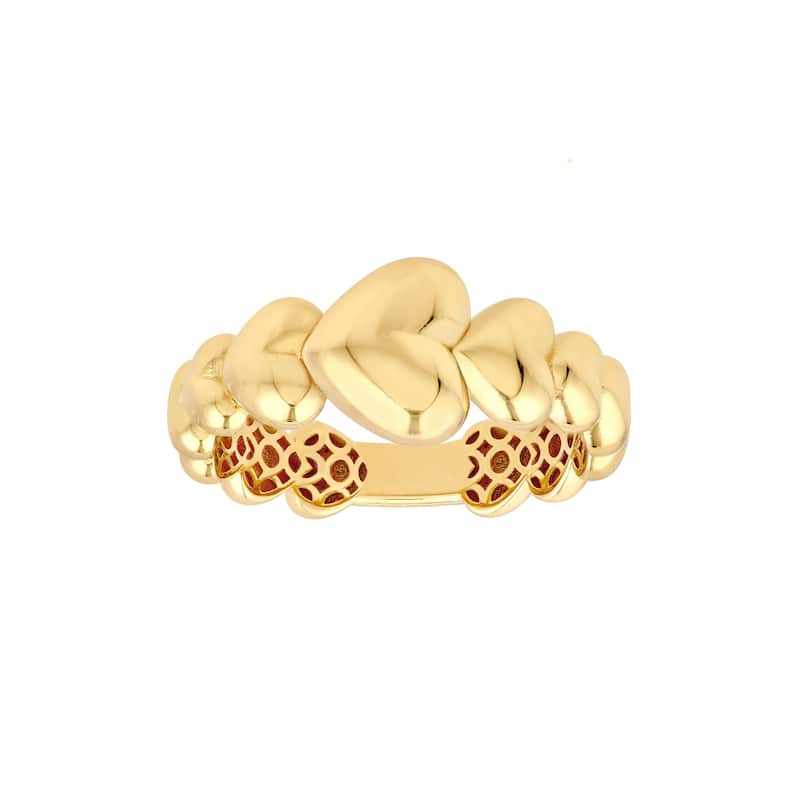 Curata 14k Yellow Gold Graduating Sideways Heart Band Ring