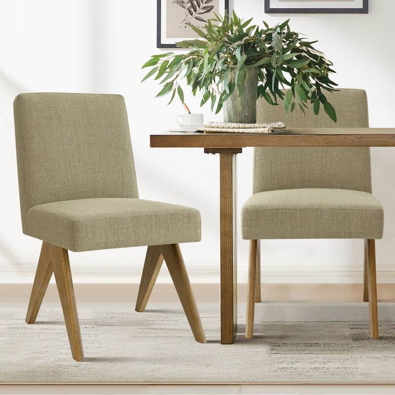 Linen Mid Century Modern Dining Chair - Green