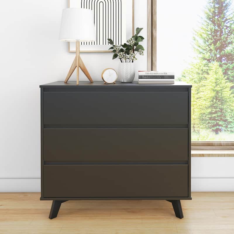 Max and Lily Scandinavian 3 Drawer Dresser - Black