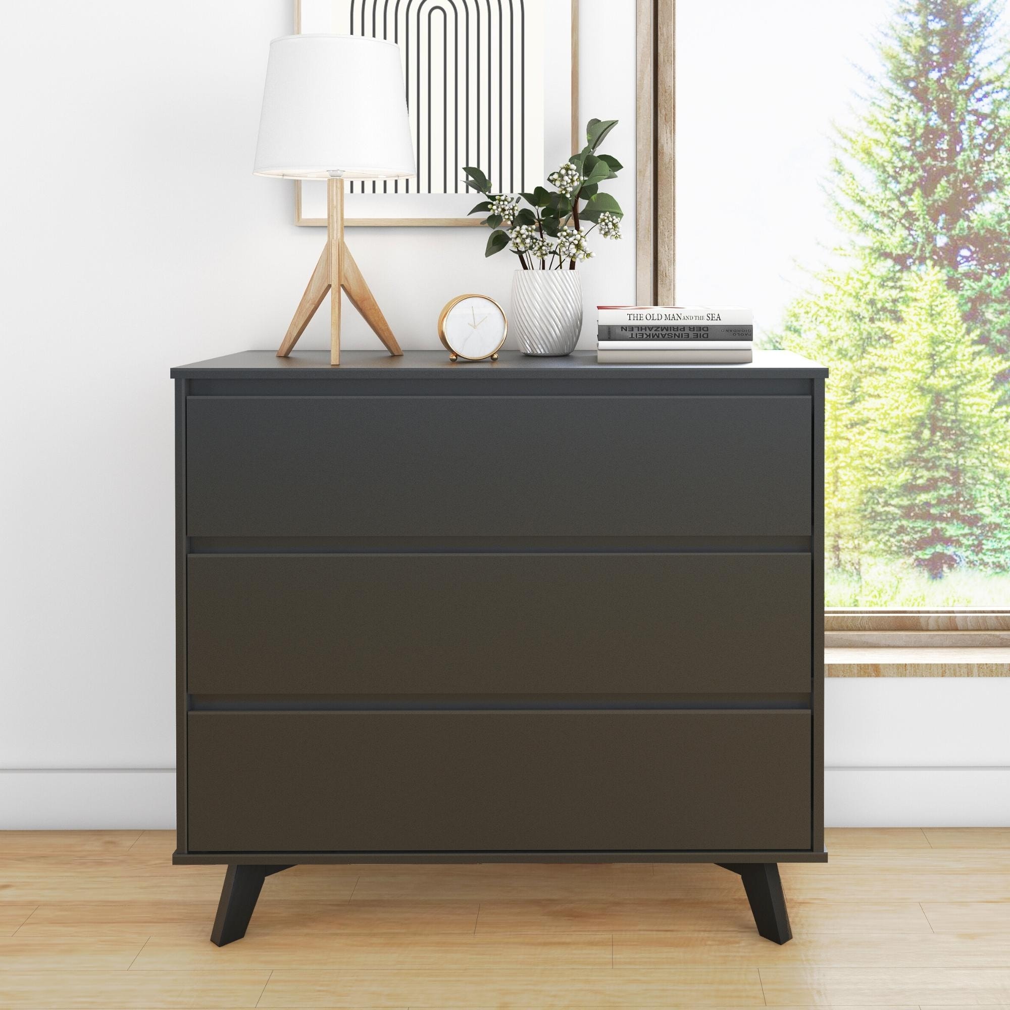 Max & Lily Scandinavian 3-drawer Wood Nightstand Dresser