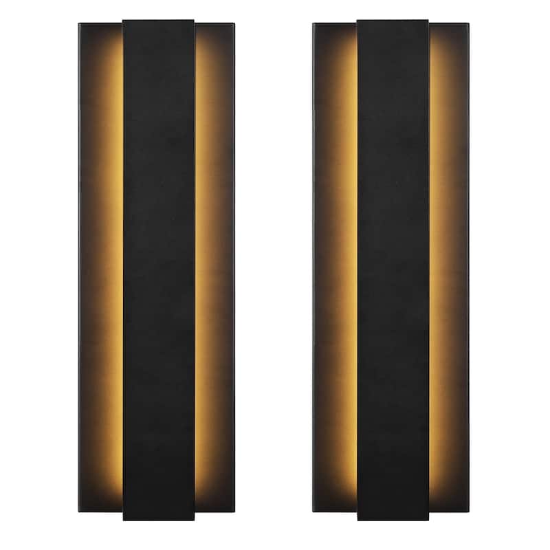 Black Modern/Contemporary LED Outdoor Wall Lantern Sconce 1 or 2 Set - 2Pack/18.5inch