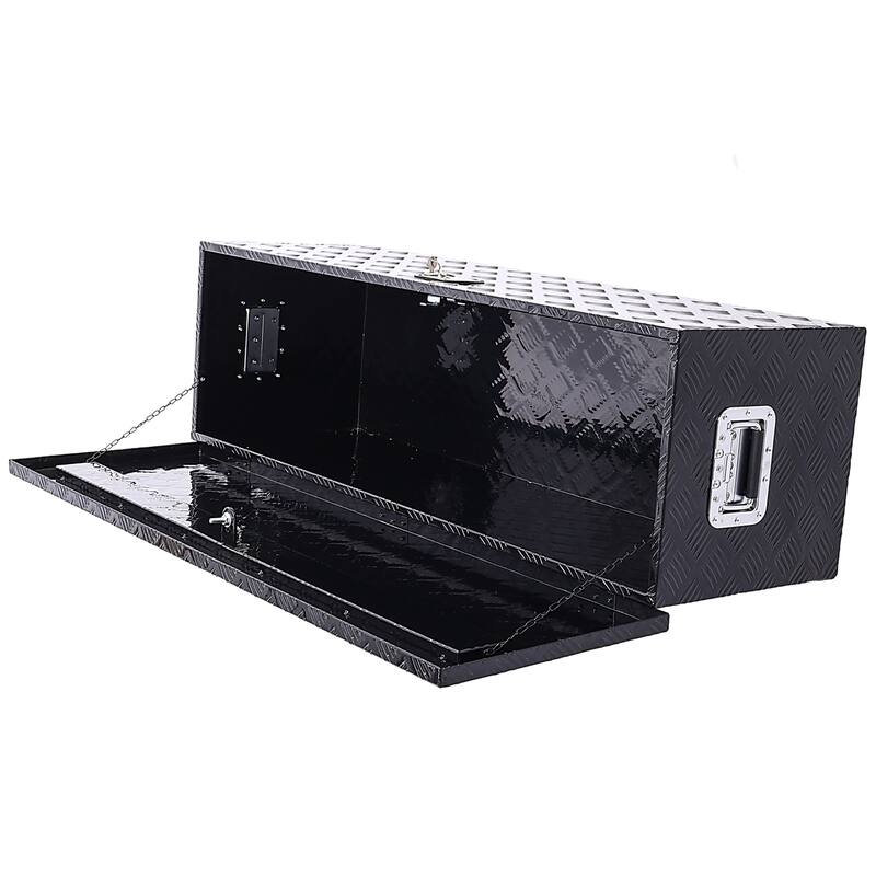 48”Aluminum Heavy Duty Truck Bed Tool Box 5 Bar Tread Waterproof Outdoor Trailer Pickup Underbody Toolbox With Lock Keys