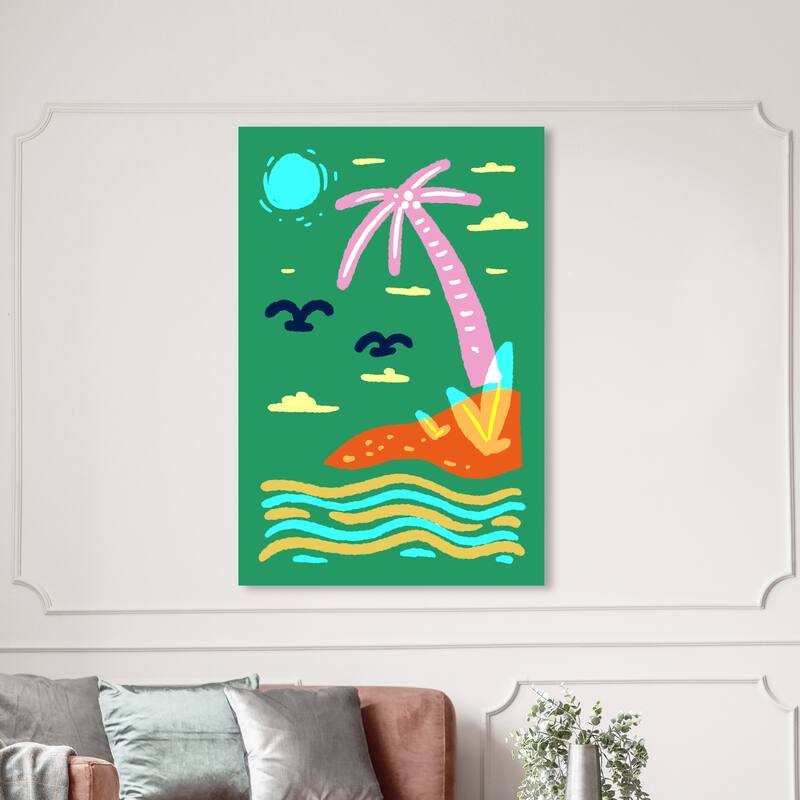 Wynwood Studio Canvas Nautical and Coastal Islands Edge Verde Green and Tropical Wall Art Canvas Print - 54 x 36
