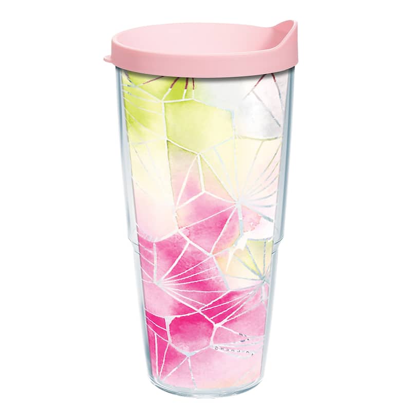 Tervis Yao Cheng Green Crystal Made in USA Double Walled Insulated Travel Tumbler, Hexagon Green Blue - 24oz