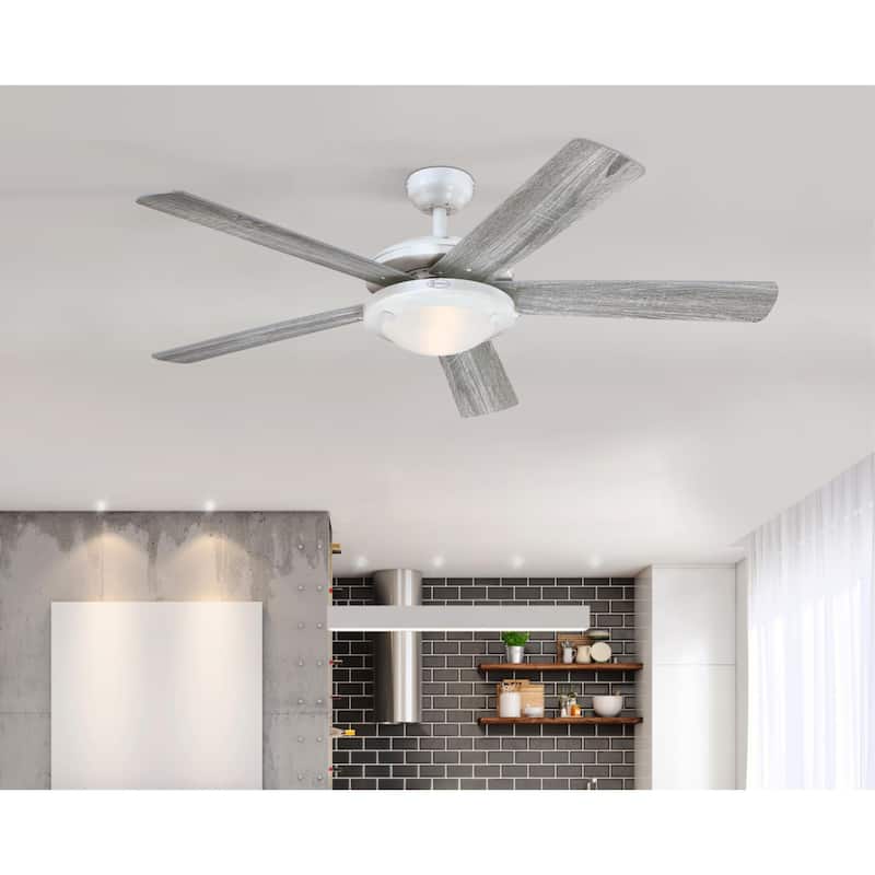 Westinghouse Lighting Comet 52-Inch 5-Blade Indoor Ceiling Fan with Dimmable LED Light Fixture and Frosted Glass