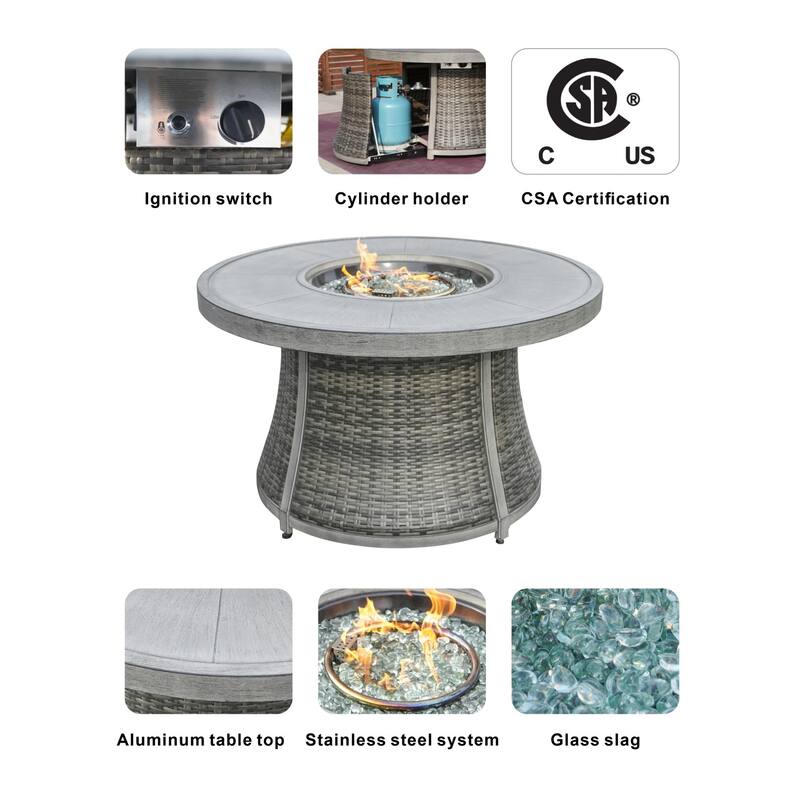 Patio Wicker Delicate and Exquisite Round Firepit Table