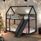 preview thumbnail 2 of 7, Twin over Twin House Bunk Bed with Ladder and Slide for Bedroom