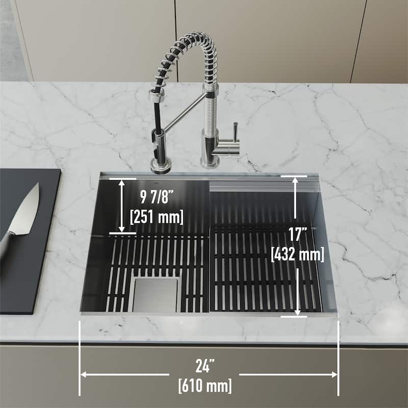 Vigo VG2417K1 Hampton 24" Undermount Single Basin Stainless Steel