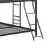 preview thumbnail 8 of 7, Black Full over Full Size Metal Triple Bunk Bed with Ladder & Fence