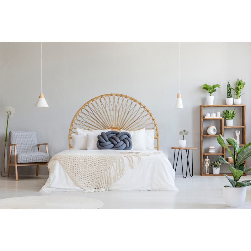 Rattan Headboard with Sunrise Design