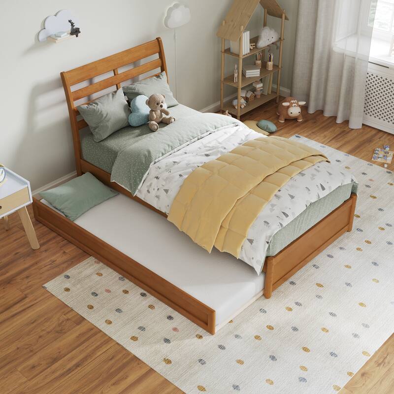 Emelie Platform Bed with Panel Footboard and Twin Trundle