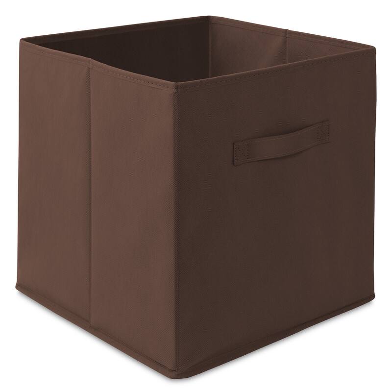 Set of 12 Collapsible Fabric Cubes 13in Storage Bins Brown - 13" x 13" x 13"