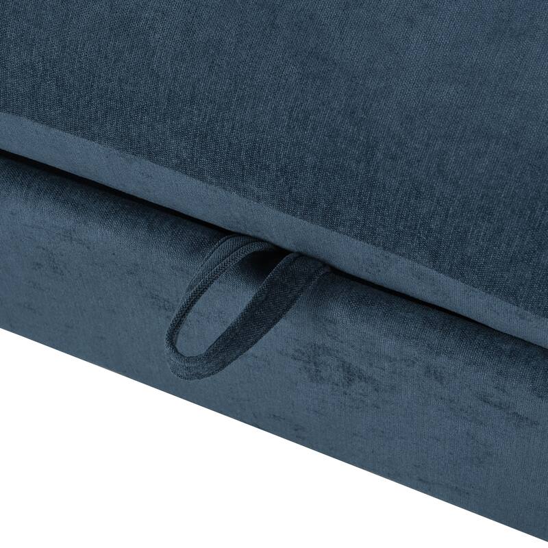 Blue Linen Blend U-shaped Modular Corner Sofa with 2 Ottomans, 132x61x32 inches, 218 lbs