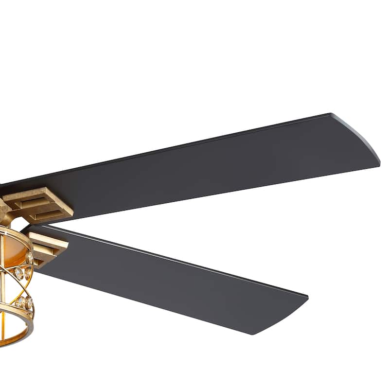 52-inch Reversible 5-Blade Caged Ceiling Fan with Remote and Light Kit