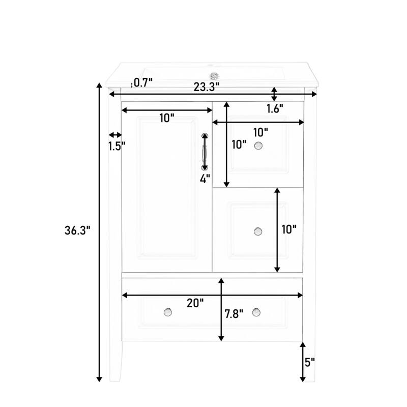 Bathroom Vanity Set with Arched Medicine Cabinet 24-Inch Vanity with Countertop