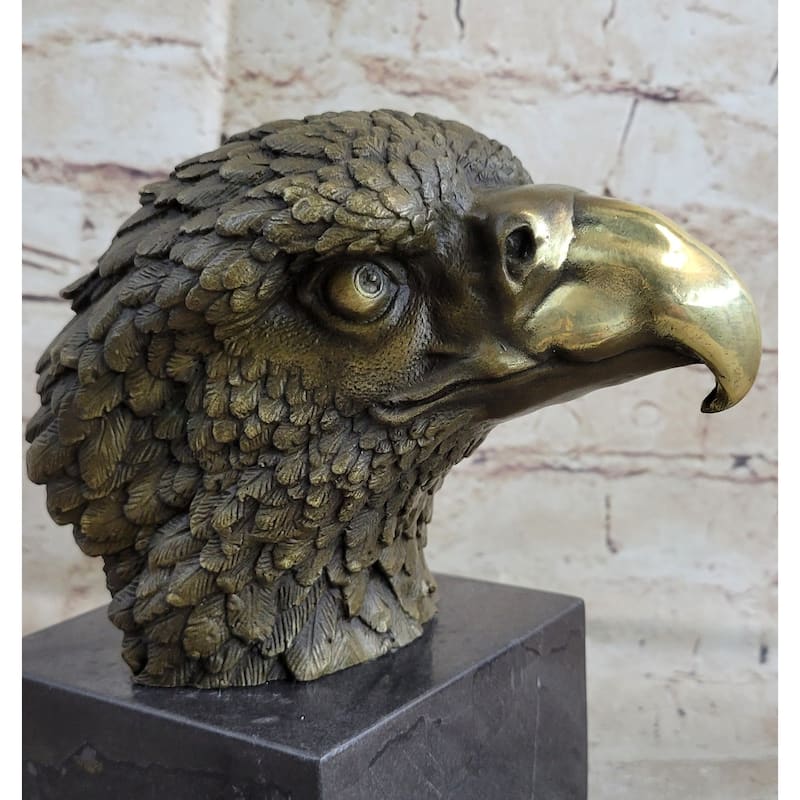 Bust American Bald Eagle Bronze Marble Sculpture Statue Figurine Art Deco Figure