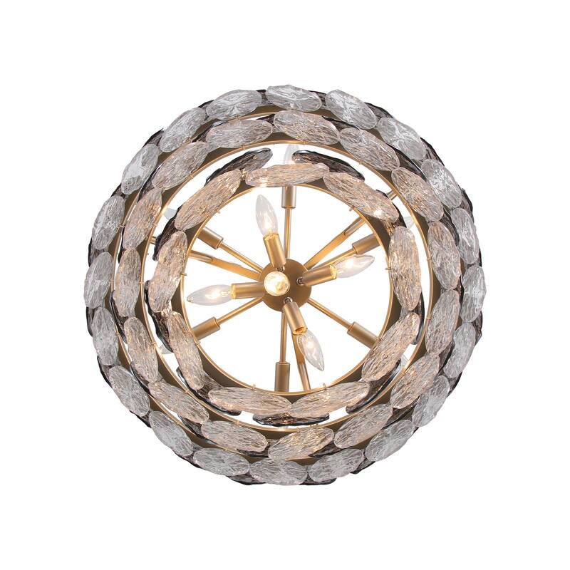 Yep by Golden Lighting Cascada 11-light Pendant in Aegean Silver and Smoke Plated Glass