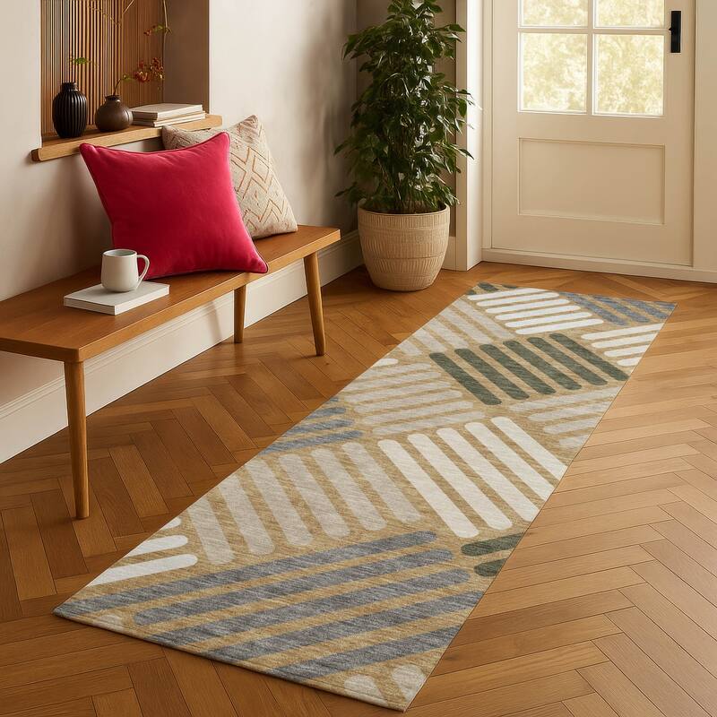 Machine Washable Indoor/ Outdoor Modern Weave Chantille Rug