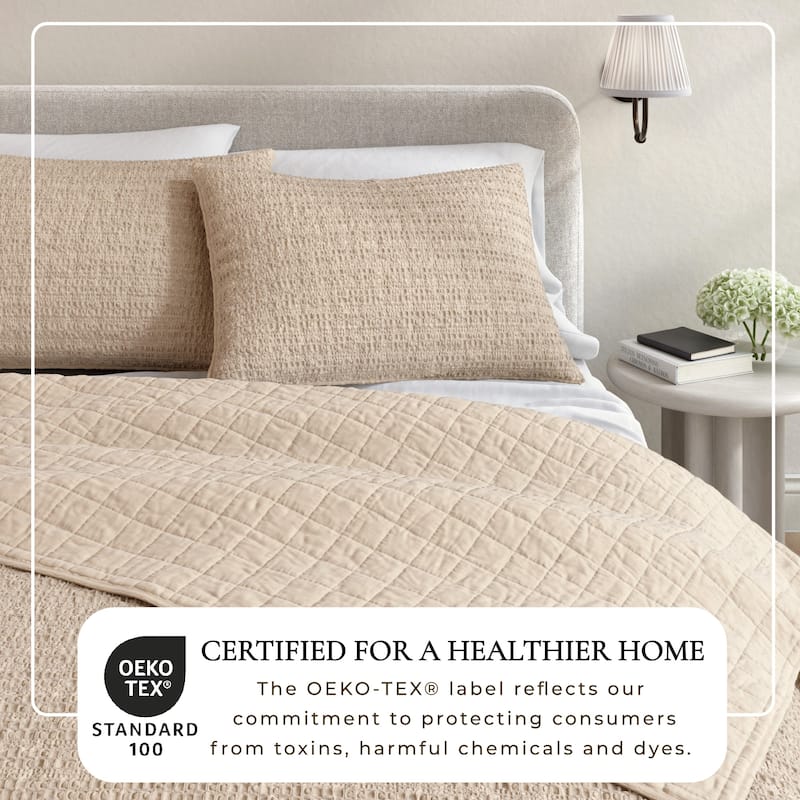 Linery & Co. 100% Cotton Honeycomb Waffle Garment Washed Quilt Set.