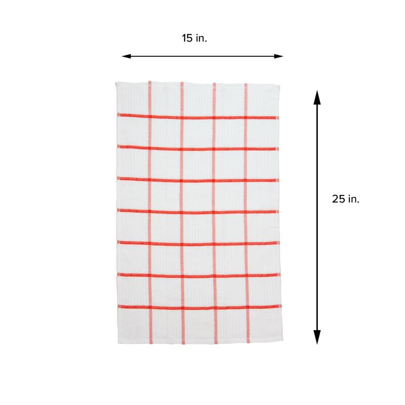 The Sloppy Chef Silvadur Cotton Kitchen Towels Windowpane Pattern - 4 Pack - 15x25