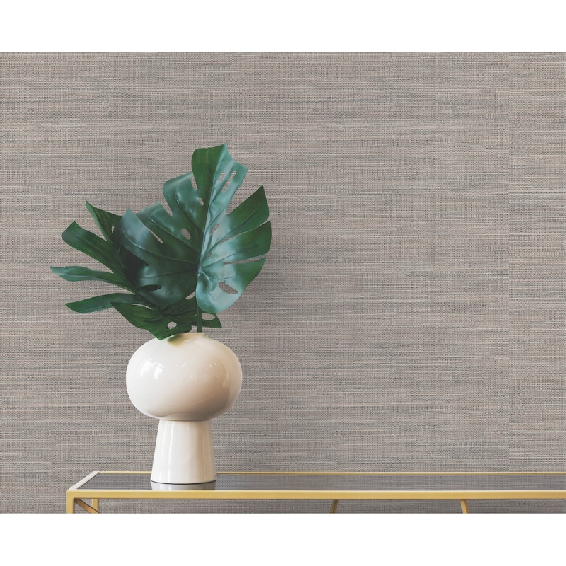 Winn Dark Brown Faux Grasscloth Wallpaper