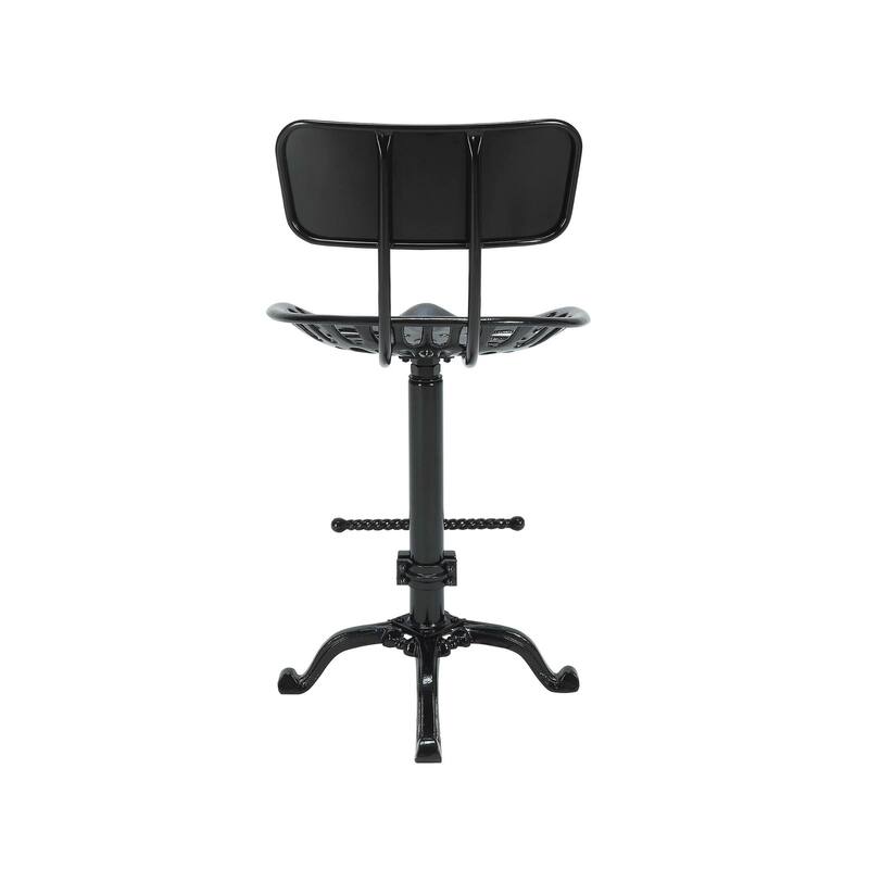 Adjustable Tractor Seat Barstool with Back - 36.5" - Black