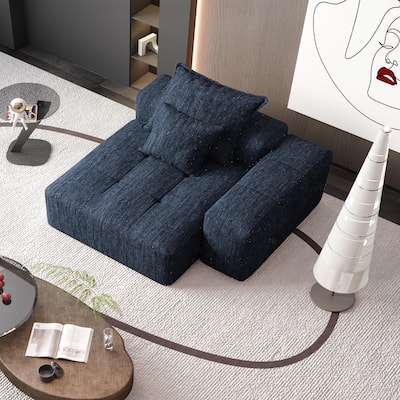 Modern Oversized Modular Chenille Tufted Sectional Sofa with 2 Pillows for Living Room Office