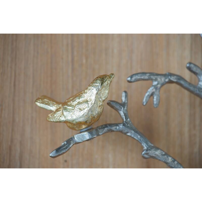 Modern Metal Branch Wall Decor Set of 2 with Bird Accents, for Living Room Office and Entryway Decor