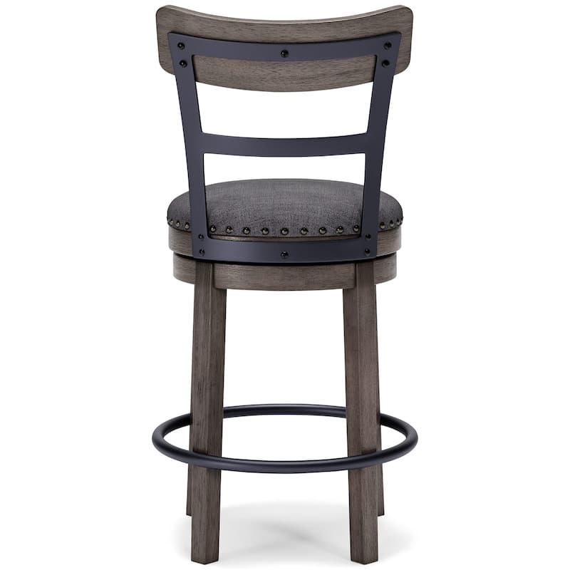 24.13" Casual Counter Height Upholstered Swivel Barstool, Gray