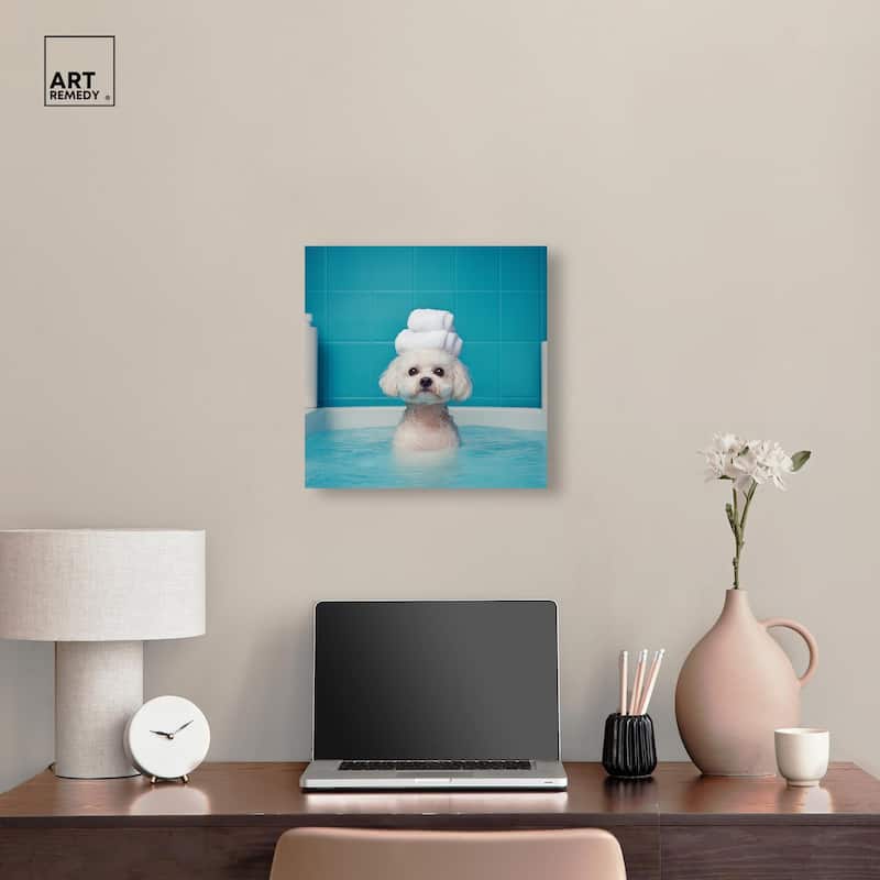 Fluff in the Tub Canvas by Art Remedy, Gallery Wrapped