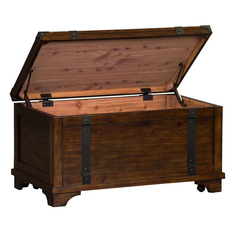 Aspen Skies Russet Brown and Metal Accents Storage Trunk