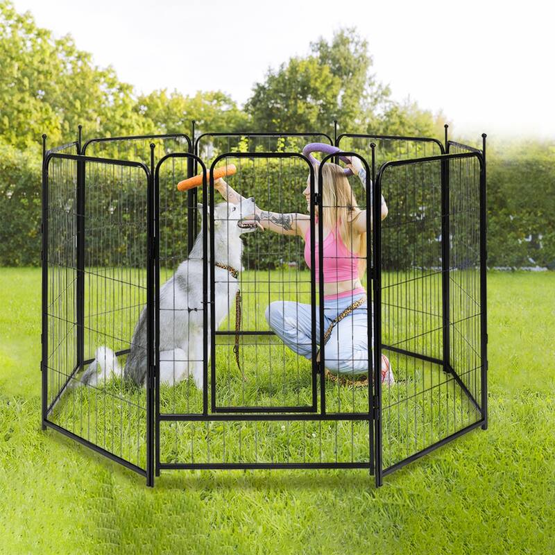 GARPROVM 8 Panels 40" Height Dog Playpen Heavy Duty Pet Fence Indoor Outdoor - 8 Panels 40" H - 8 Panels 40" H