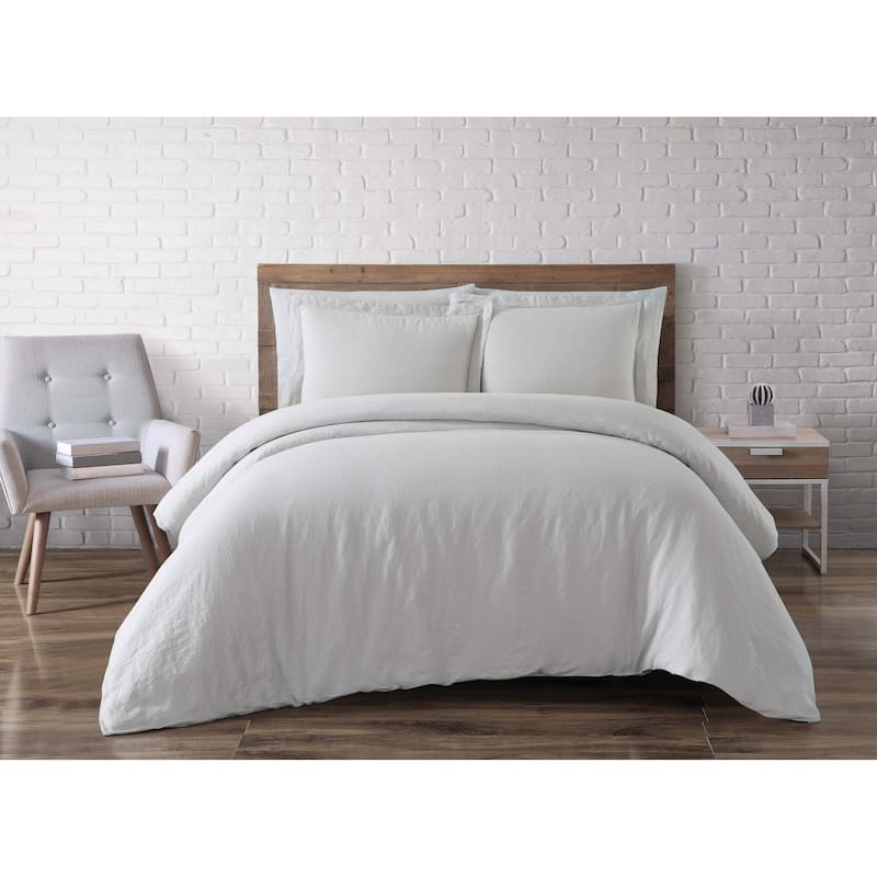 Brooklyn Loom Natural Flax Linen 3-piece Duvet Cover Set