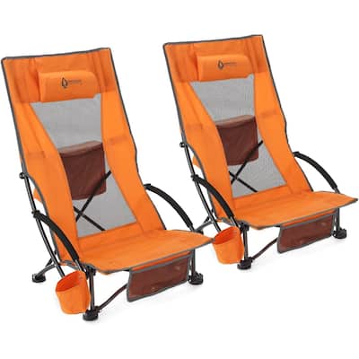 Arrowhead KKS0363U Orange Recline Folding Beach Chair 2 Pcs