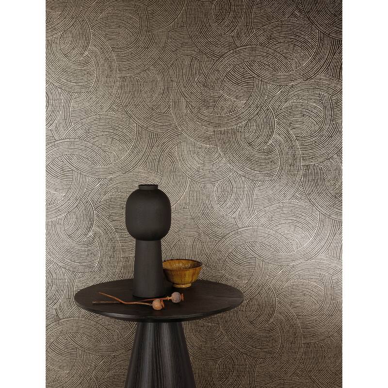 Chesapeake Harrison Charcoal Swirling Geometric Wallpaper
