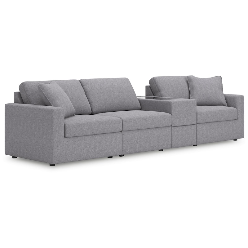 Signature Design by Ashley Modmax 4-Piece Sectional with Storage Console - 125"W x 37"D x 36"H - Grey