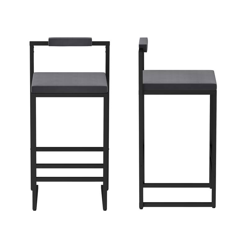 Set of 2 Upholstered Velvet Bar Stools