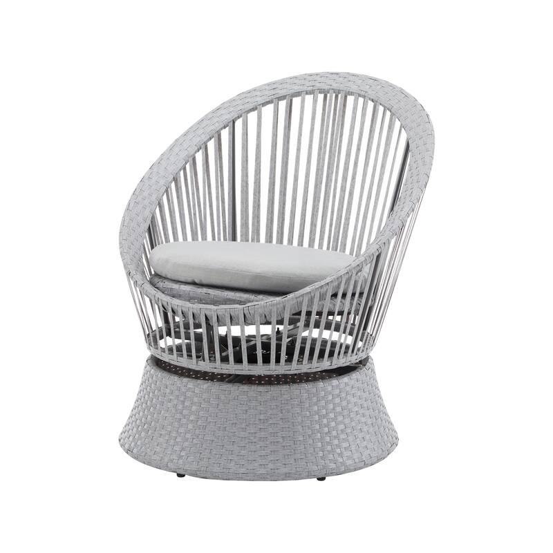 Modern Swivel Wicker Lounge Chair with Rattan and Iron Frame
