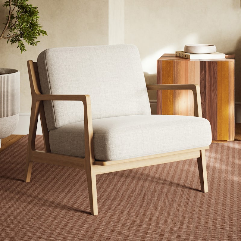 Metro - Carmelo Upholstered Accent Chair - Oak, Cream