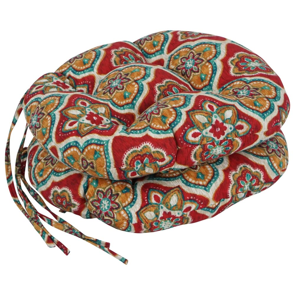 16-inch Round Tufted Indoor/Outdoor Chair Cushions (Set of 2) - 16"