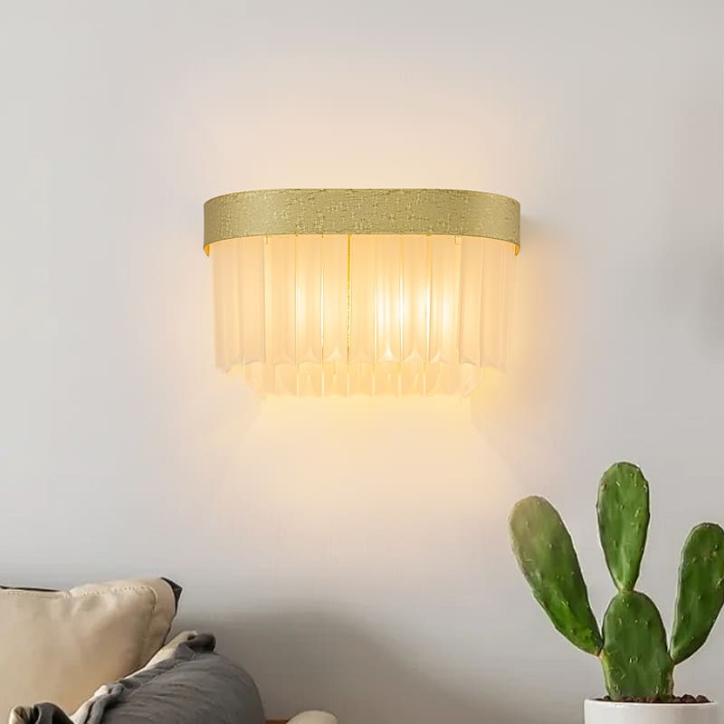 2-Light Wall Sconce with Frosted Triangular Glass Shade Modern Design - Gold