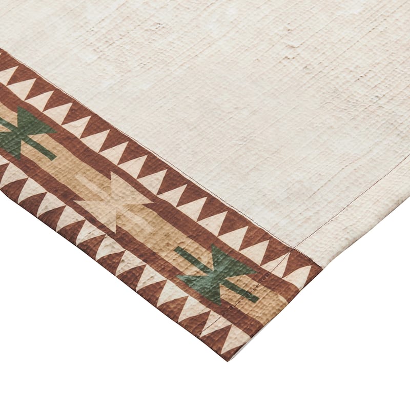 Kip 2 Panels Curtain Set, Microfiber, Green and Beige Mountain Scenery