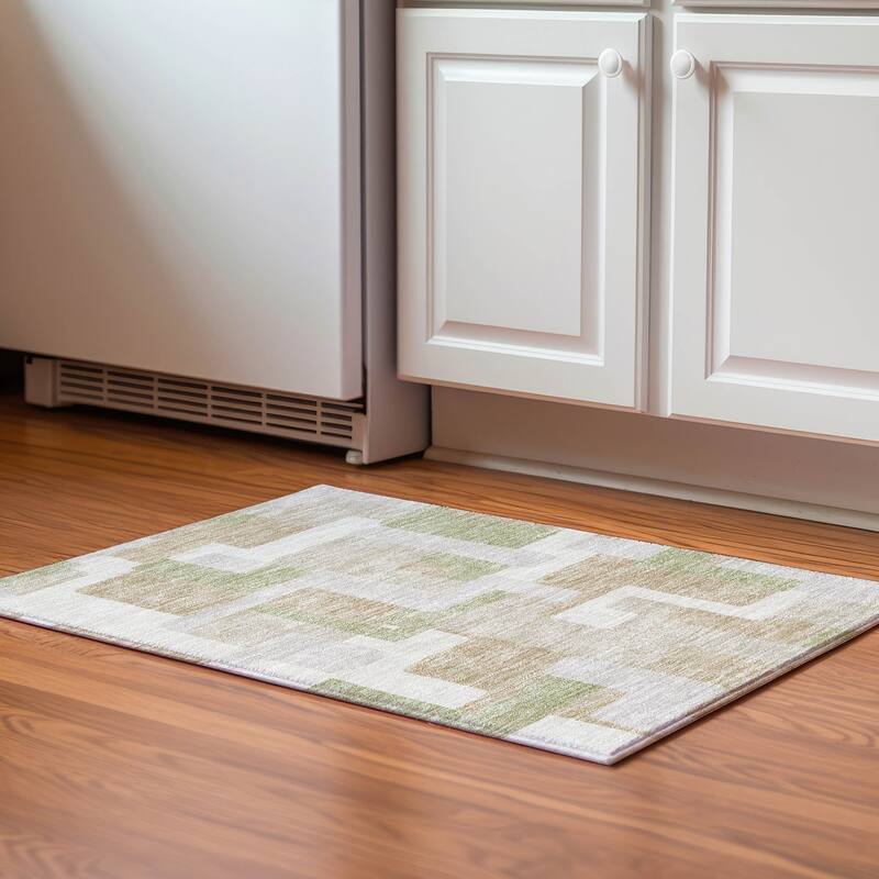 Premium Washable Super Soft Geo Casual Mayfield Rug - Beige - 1'8" x 2'6"
