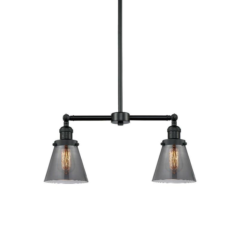 Innovations Lighting Small Cone 2 Light 21" Wide Linear Chandelier - Matte Black / Smoked