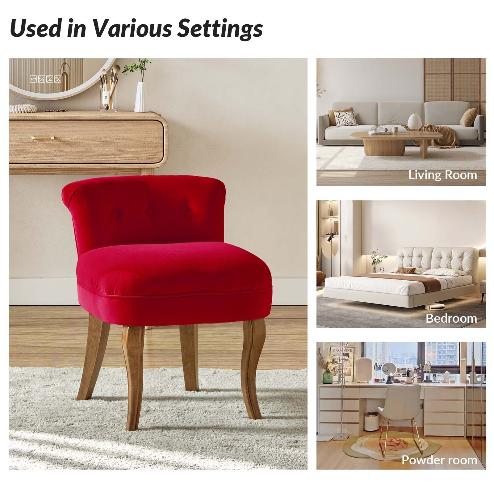 Red sales vanity stool