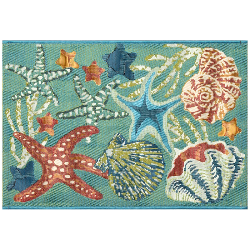 Liora Manne Esencia Starfish Song Indoor/Outdoor Mat Aqua 1'11" x 4'11"