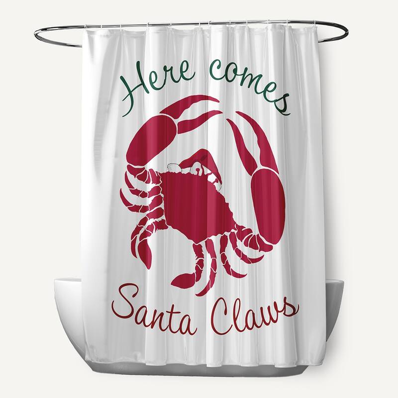 Santa Claws Crab Shower Curtain - Christmas Pink