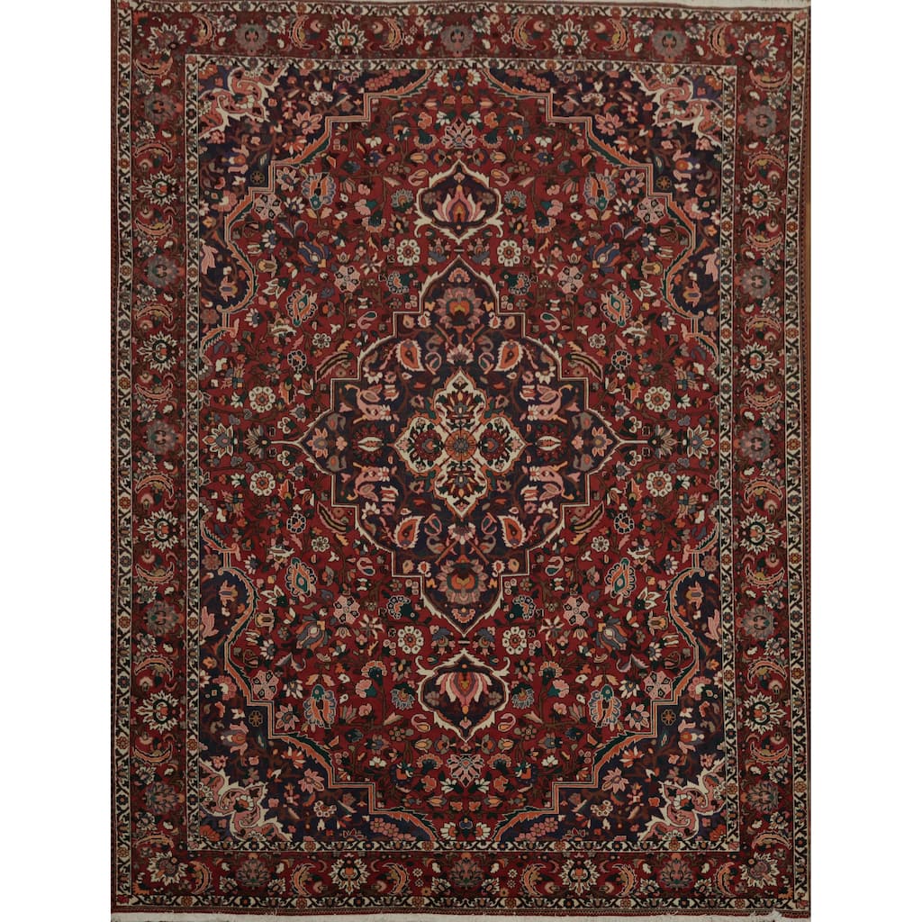 Hand Knotted Oriental 100% Wool Carpet Traditional Geometric Red Bakhtiari Area Rug - 12' 10'' X 9' 9''
